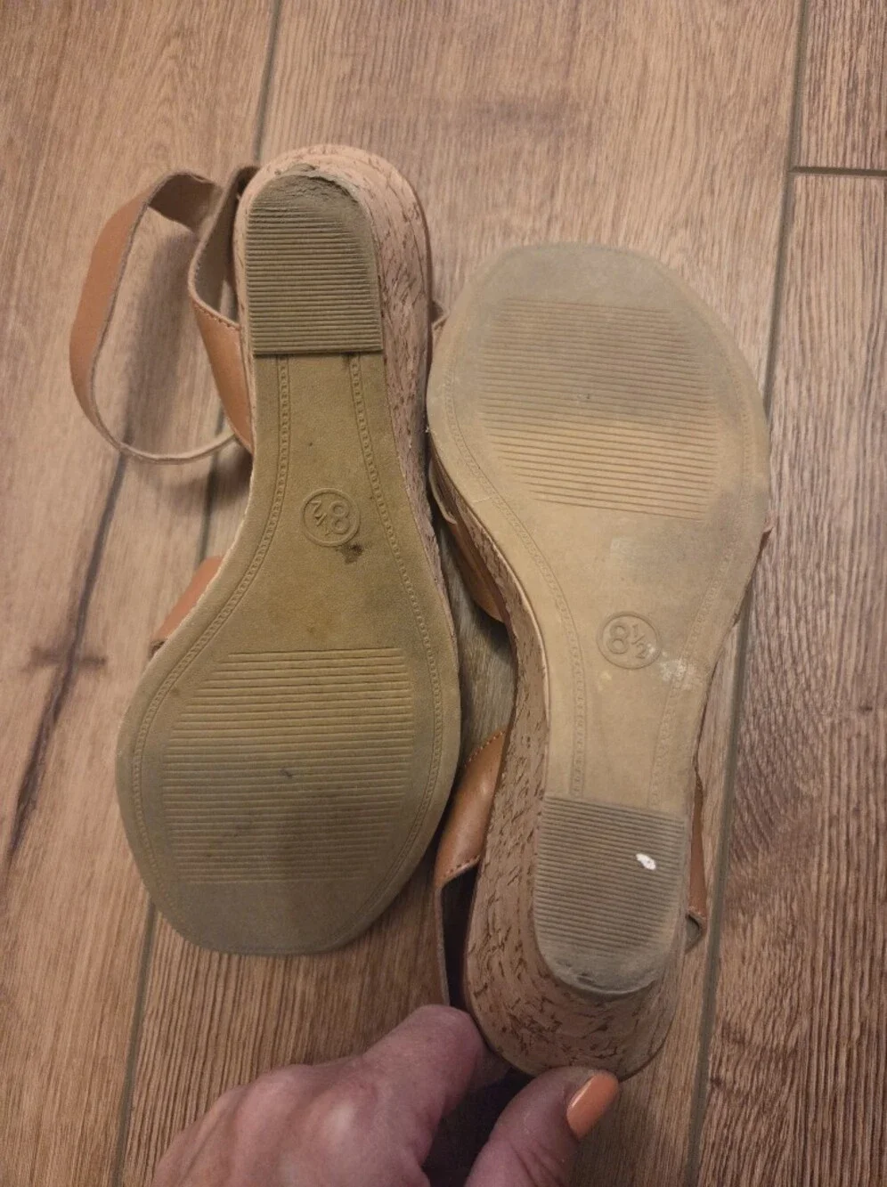 a new day Tan Cork Wedge Sandals with Buckle Ankle Strap